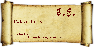 Baksi Erik névjegykártya